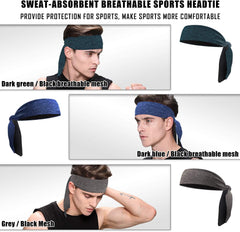 Men'S Headbands, 3-Pack Head Ties, Non Slip Sweat-Wicking Headbands for Running, Tennis, Hairband for Women & Men