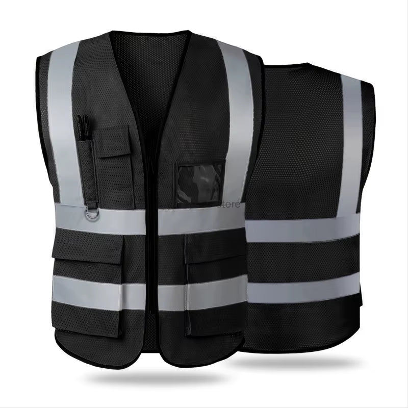 Pink Women'S Reflective Safety Vest Front Pocket Zipper High Visibility Safety Vest Meets ANSI/ISEA Standards
