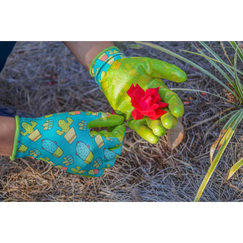 Youth Girls Nitrile Coated Garden Gloves