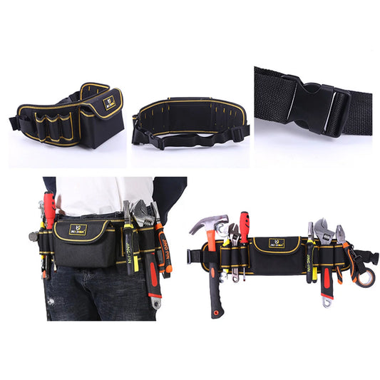 Waist Tool Belts with 7 Pockets Pouch/Work Apron for Carpenters and Builders, Durable Canvas Construction, Adjustable Belt for Custom Fit Black B