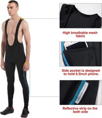 Cycling Bib Tights Men Padded Cycling Bib Pants Long Padded with Pocket