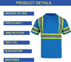 Safety Shirts for Men Hi Vis Short Sleeve Reflective ANSI Class 2 High Visibility Safety Work T Shirts
