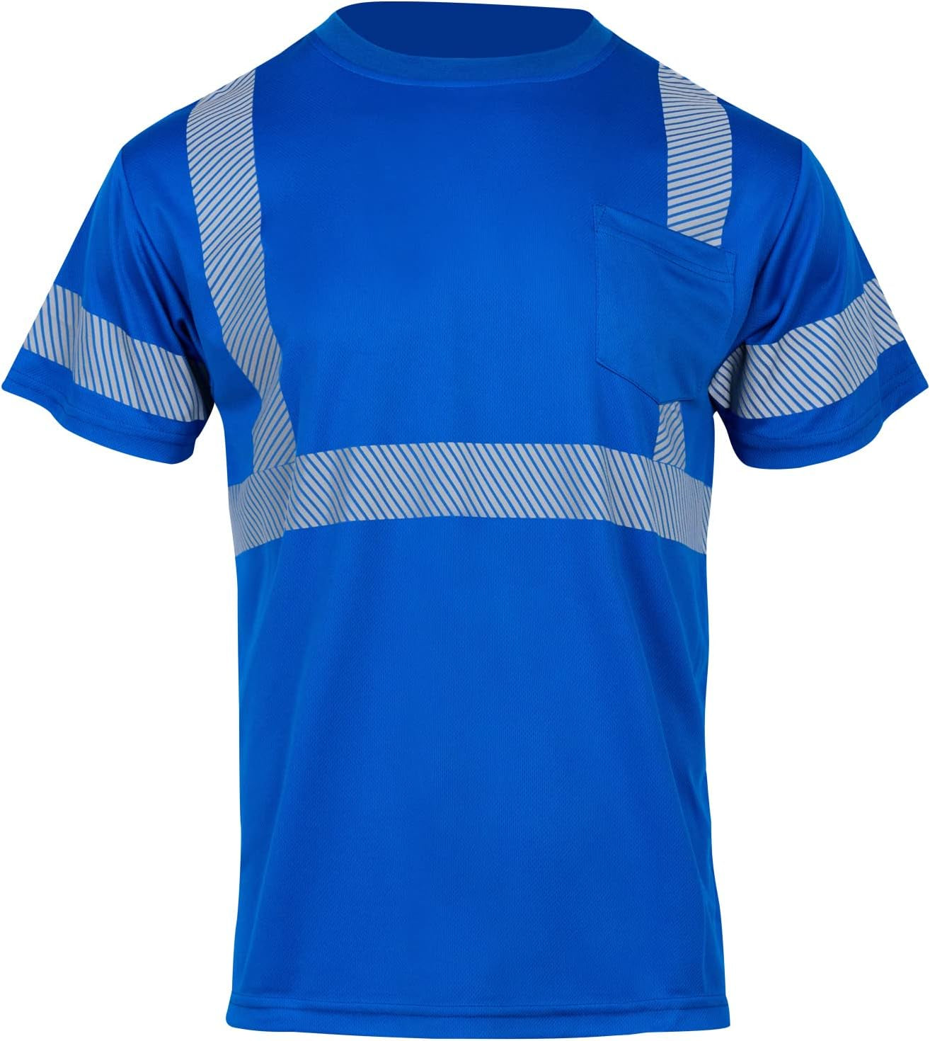 Hi Vis Safety T Shirts with Pocket for Men Work ANSI Class 2 Reflective Short Sleeveve