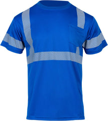 Hi Vis Safety T Shirts with Pocket for Men Work ANSI Class 2 Reflective Short Sleeveve