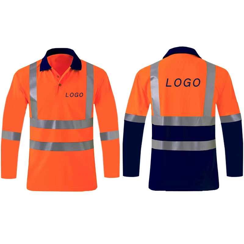Shirts for Men High Visibility Reflective T-Shirt Long Sleeves Safety Shirt Hi Vis Workwear Shirt Work Shirts Polo