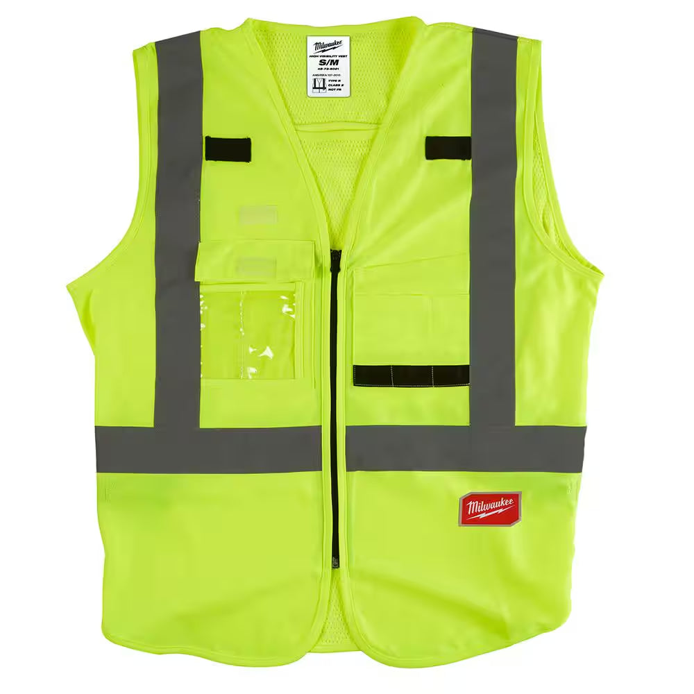 Small/Medium Orange and Yellow Class 2 High Visibility Safety Vest with 10 Pockets (2-Pack)