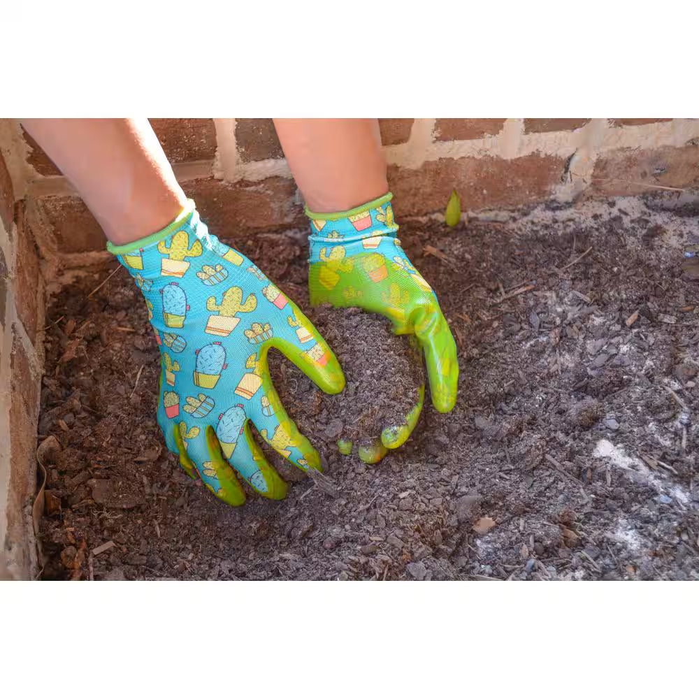 Youth Girls Nitrile Coated Garden Gloves