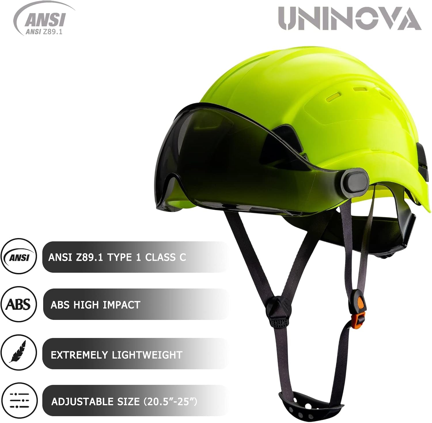 Hard Hats Construction OSHA ANSI Z89.1 Approved Safety Helmet Vented Hard Hat with Visor Adjustable 6 Pt Suspension Safety Hardhats Construction Work