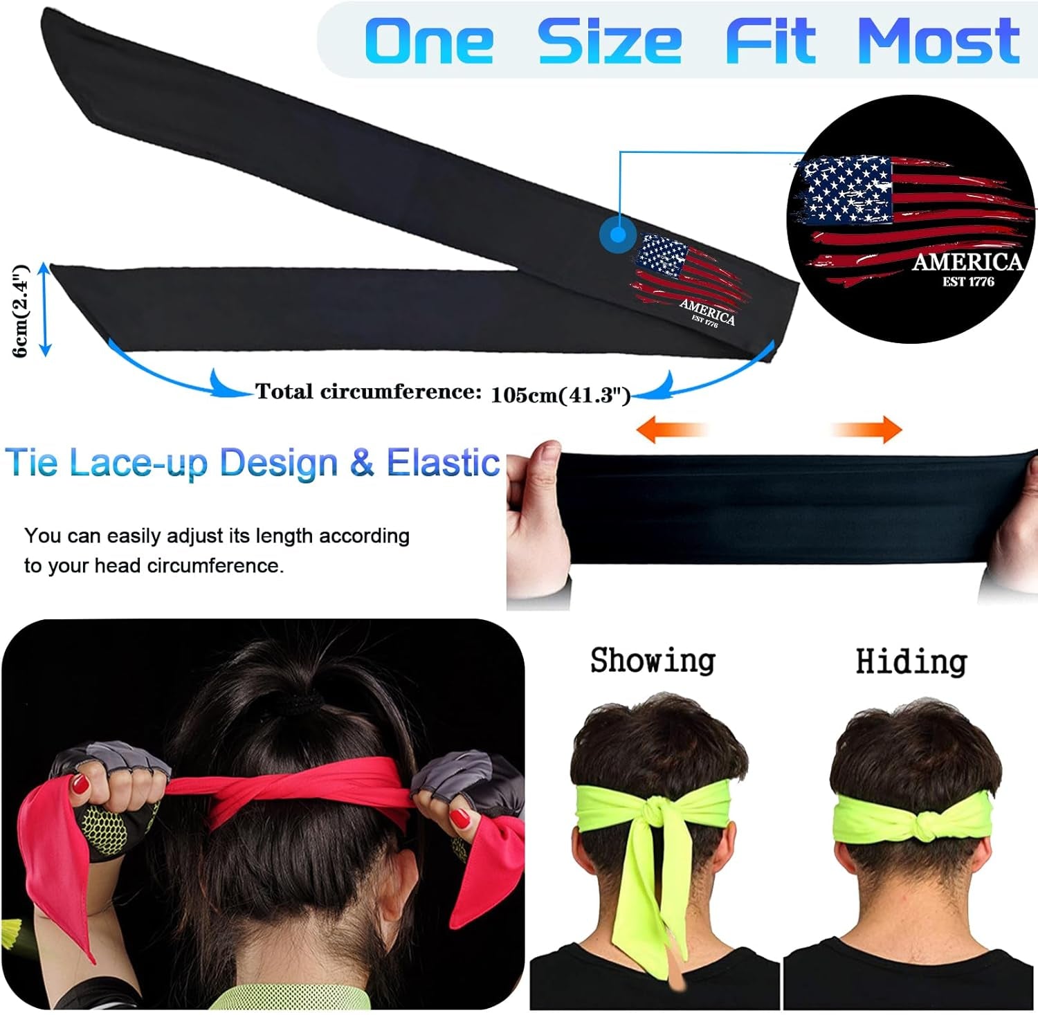 Head Tie Headband for Men Women,Sports Sweat Band Adjustable Ninja Headband Karate Sweatbands Hair Wrap Bands Tie Headbands for Running Tennis Basketball Soccer Athletic