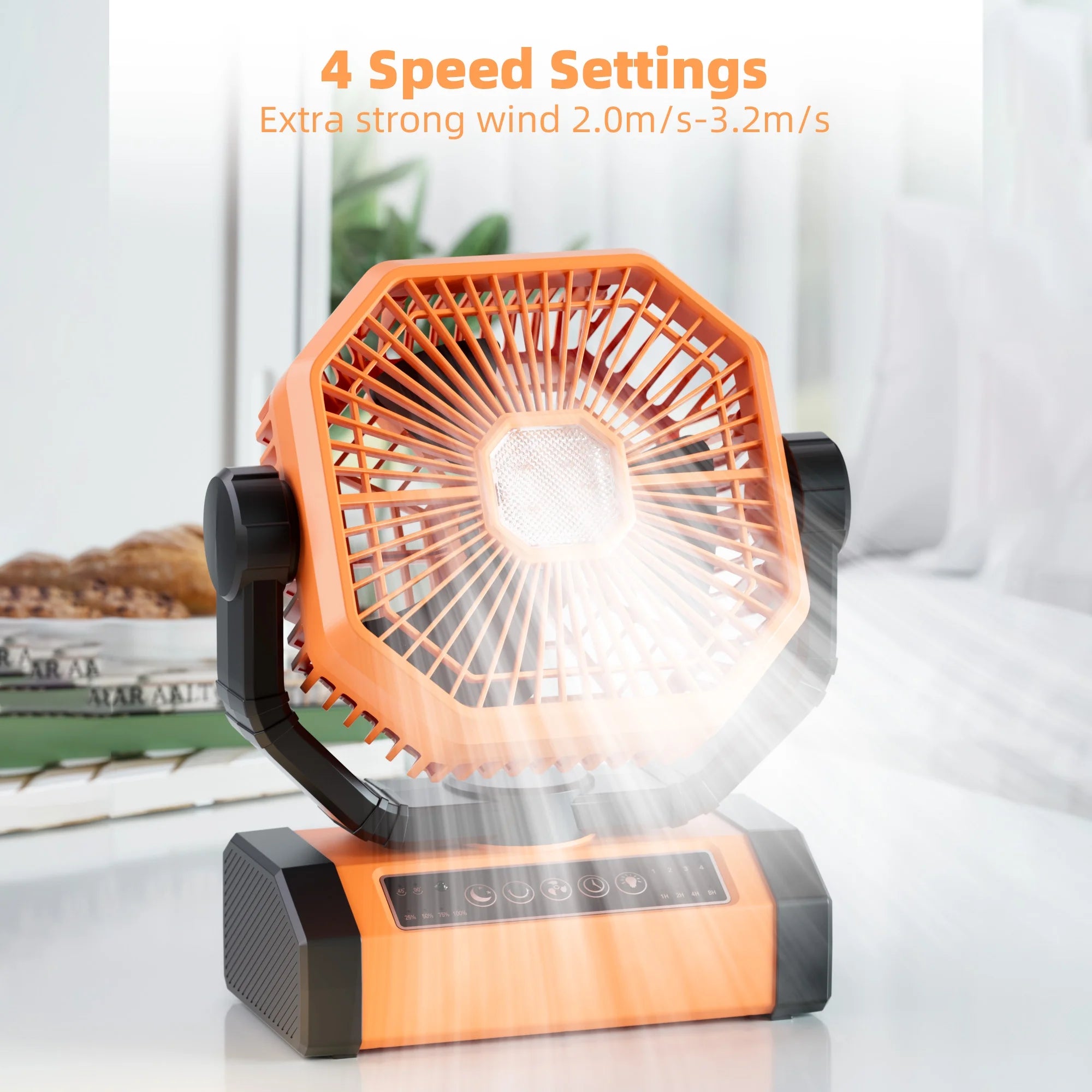 Portable Cordless Fan 20000Mah Rechargeable Battery Powered Ventilator W/ LED Lantern, Remote, Hook, Timer, 270° Pivot 90° Oscillating 4 Speed Brushless Motor, Outdoor Jobsite Garage Patio Fan