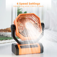 Portable Cordless Fan 20000Mah Rechargeable Battery Powered Ventilator W/ LED Lantern, Remote, Hook, Timer, 270° Pivot 90° Oscillating 4 Speed Brushless Motor, Outdoor Jobsite Garage Patio Fan