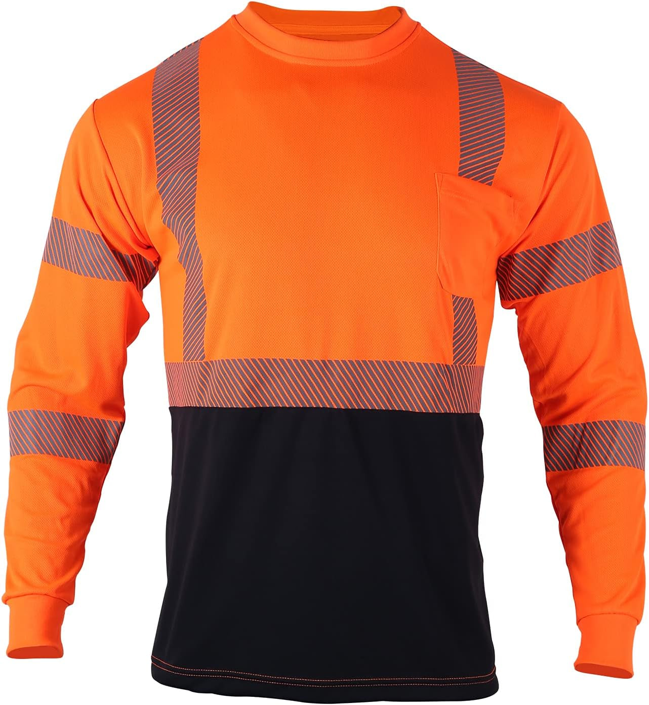 Safety Reflective High Visibility Long Sleeve Shirts ANSI Class 3 Hi Vis Construction Work T Shirts for Men