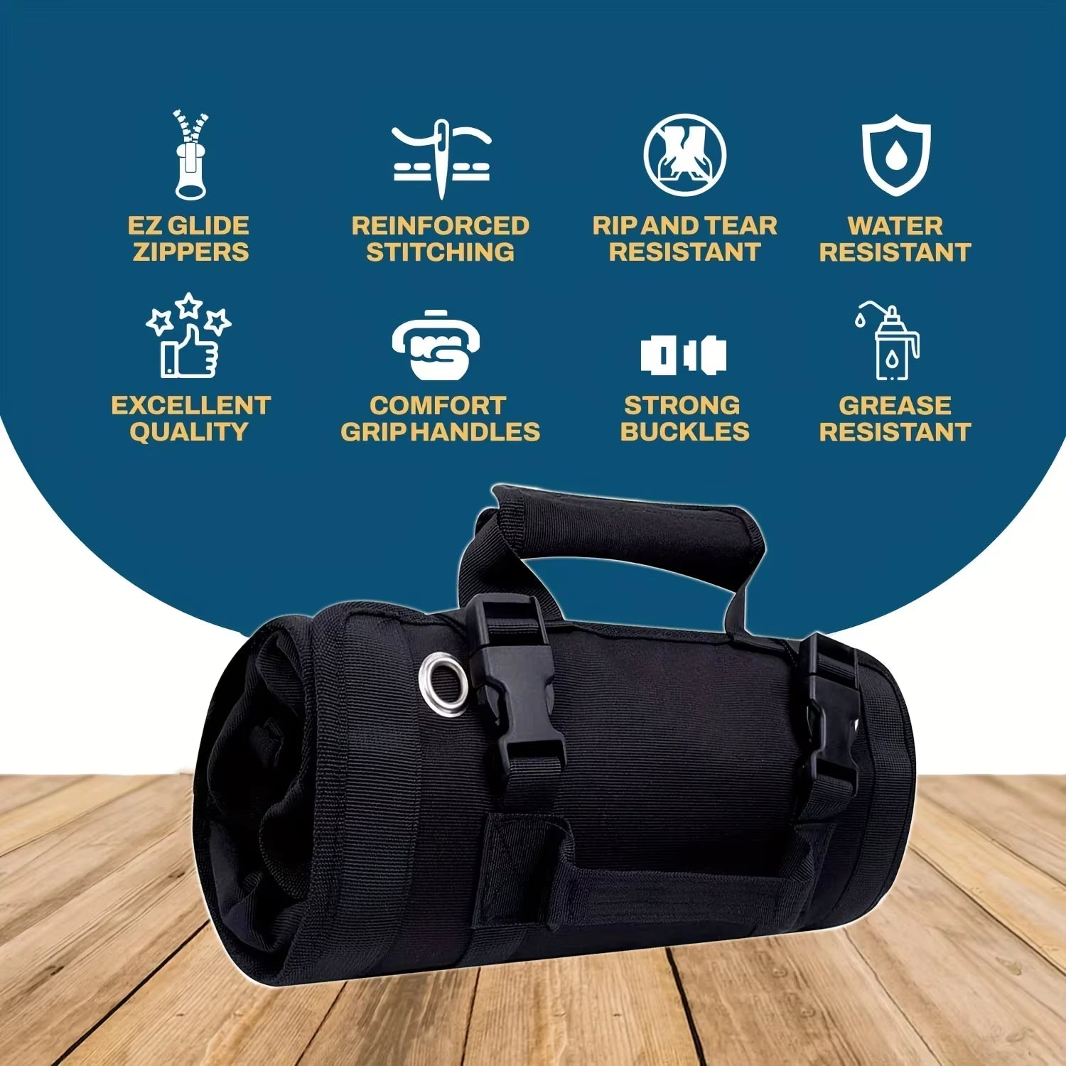 Tool Bag Organizers - Small Tool Bag with Detachable Pouches , Heavy Duty Roll up Tool Bag Organizer with 6 Tool Pouches