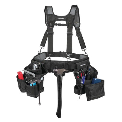 16-Pocket Black Carpenter'S Tool Belt with Suspenders