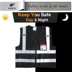 Safety Vest with 9 Pockets, High Visibility Reflective Vests, Security Vest, Work Vest for Men, ANSI/ISEA Class 2 Type R
