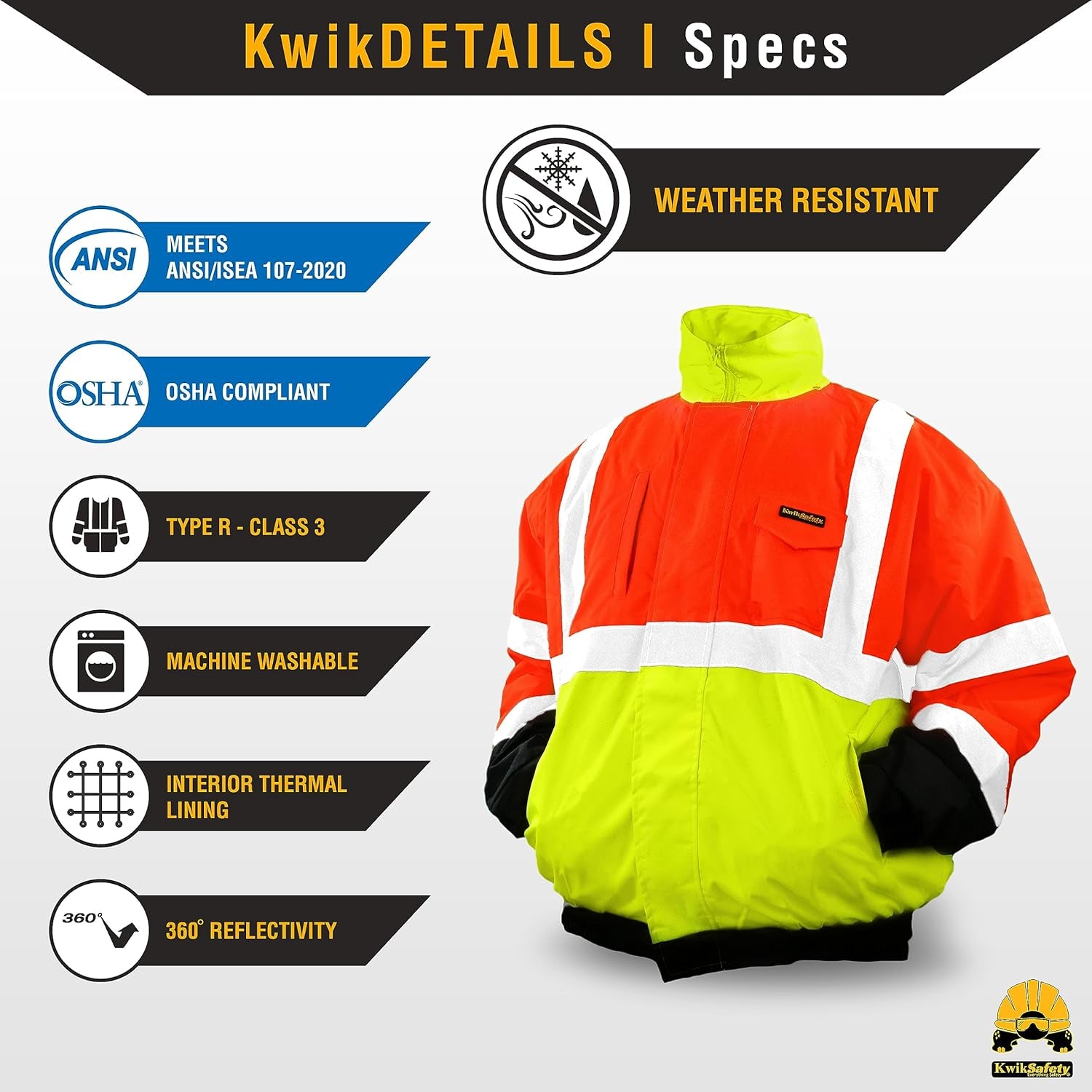 Reflective Jackets | Men'S Insulated Hi Vis Work Bombers | Yellow, Orange, Multicolor
